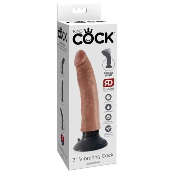 KING COCK King Cock Vibrating Cock 7" - Tan
